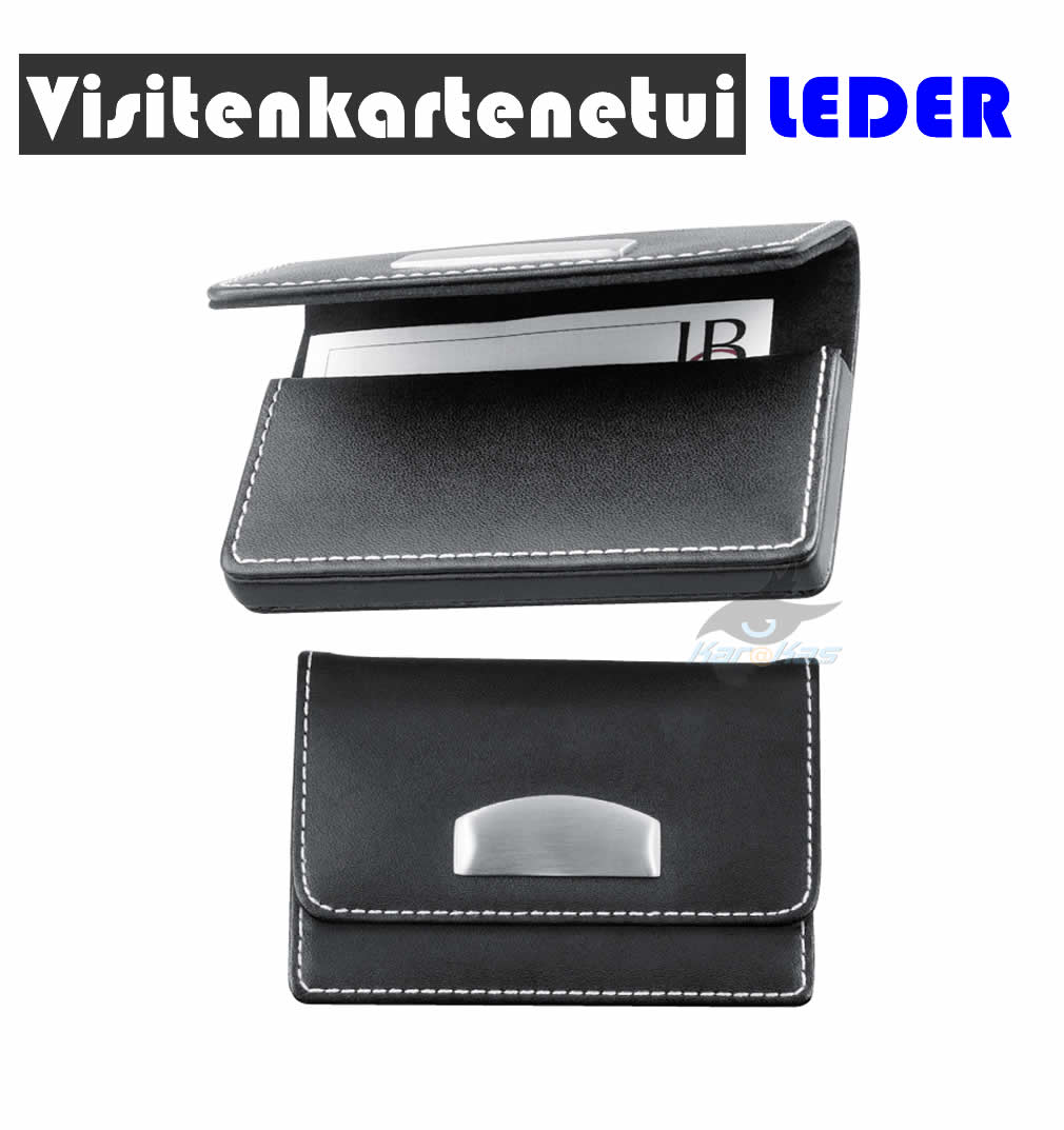 Visitenkartenetui Schwarz/Silber - Mit Laser-Gravur - Für Karten Bis 90x57mm